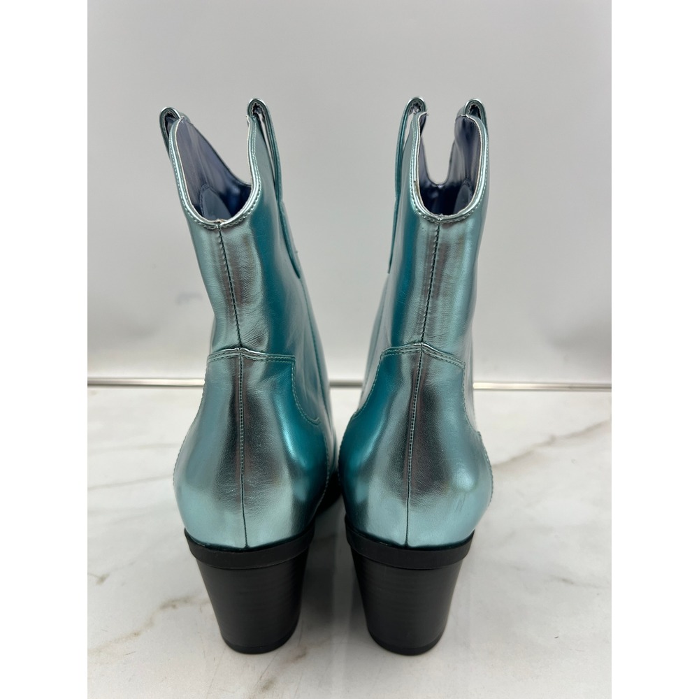 Bamboo Cowboy Boots Women's Sz 9M Blue Metallic Ankle Western Mindful-12 NWT - Picture 3 of 12